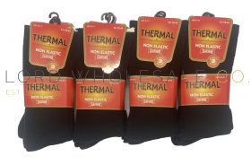 06-SE113-Men's Black Non-Elastic Thermal Socks 4 x 3 Pair Pack