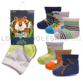 Baby Boys Monsters/Dino Design Socks by Snuggle Shop 12 x 3 Pair Pack