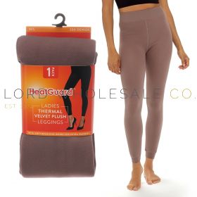 Ladies Mocha Velvet Plush Thermal Leggings by Heatguard 6 Pieces