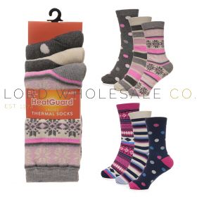 Ladies Assorted Fairisle Design Thermal Socks by Heatguard 4 x 3 Pair Packs