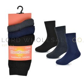 06-SK896-Boys 3pk Plain Thermal Socks by Heatguard 12 x 3 Pair Packs