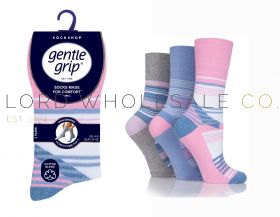 Ladies Pastel Graphics Gentle Grip Socks by Sock Shop 3 Pair Pack