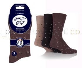 Men's Brown Suit Gentle Grip Socks by Sock Shop 3 Pair Pack