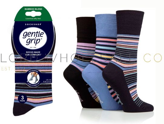 BAMBOO Ladies Stripey Array Gentle Grip Socks by Sock Shop - Lord Wholesale  Co